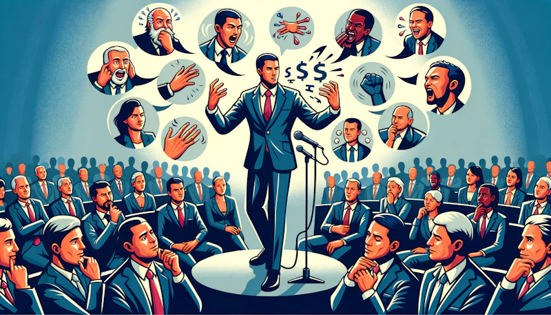 'Etkili konuşma teknikleri ile ifade tarzınızı geliştirin. Rhetorik beceriler, etkileyici sunumlar ve çarpıcı konuşmalar için anahtar taktikler burada!'