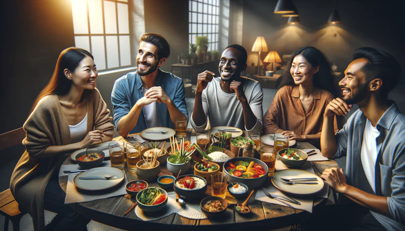 Arkadaşlarınızla yeni bir yemeği deneyin! Almanca cümlelerle sohbetinizi güçlendirin, dil becerilerinizi artırın. Çeşitli tarifler ve konuşma ipuçları.