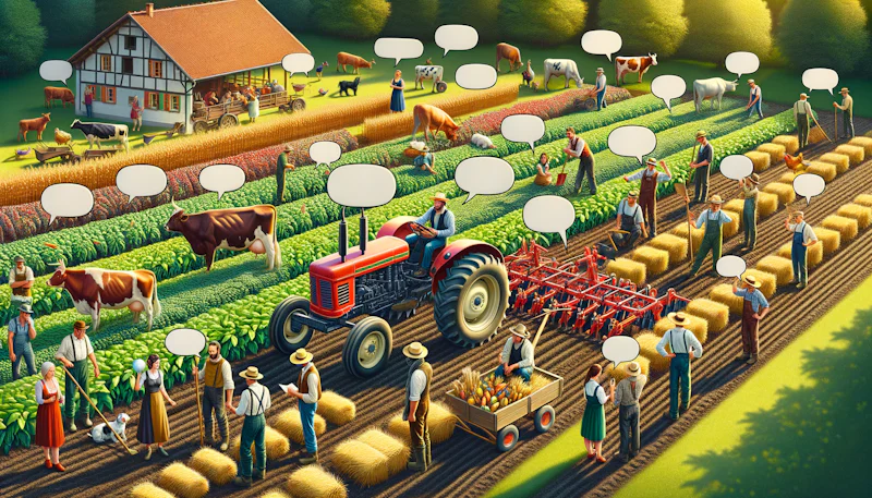 Tarım çalışanları için özel: Almanca mesleki konuşma ifadeleri ile iletişiminizi güçlendirin. Kolay anlaşılır, pratiğe dayalı eğitimlerle Almancanızı geliştirin.