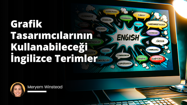 Sanat formu olarak dijital illüstrasyon seçildi. Bu görsel, amatör ya da profesyonel tüm grafik tasarımcılarının iletişimde sıklıkla karşılaştığı ve anlamını bilmekte zorlandığı önemli İngilizce terimler ve anlamlarını, etkileyici ve anlaşılır bir şekilde aktaracak, onlar için bir hızlı referans kaynağı olacak. Görselde, pop-art tarzında tasarlanmış bilgisayar monitörü ve klavye dikkat çekiyor. Monitör ekranında her bir terim, çizgi roman baloncukları içinde ve altlarında Türkçe karşılıkları ile birlikte gösteriliyor. Parlıyor gibi görünen, canlı renklerdeki monitör özellikle mavi ve yeşil tonlarıyla büyülüyor. Baloncuklar ve yazılar ise belirgin ve net bir şekilde görülebilmek için beyaz ve siyah renklerle tasarlandı. Çevrede hafif bir loş ışık var ancak tuşların üzerinde parıldayan bir ışık var, bu da çalışmayı daha gerçekçi ve çekici hale getiriyor. Tüm bu öğeler, bir grafik tasarımcının alıştığını en iyi tarz ve atmosferi oluştururken, aynı zamanda dikkat çekici ve bilgilendirici bir öğretim aracı oluşturuyor. İngilizce iletişimde akıcı olmak, görsel tasarım alanında çok önemlidir ve bu görsel, tasarımcılara bu konuda yardımcı olmak için tasarlanmıştır.