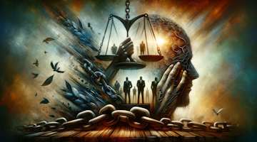 The image created is an artistic representation of the theme "Workplace Harassment: Effects, Legal Issues and Prevention Strategies." It captures the serious nature of the subject through a blend of symbolic elements and colors. The abstract and thought-provoking artwork does not depict any identifiable individuals or specific workplaces, maintaining originality and a broad perspective on the issue.