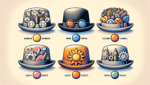 'Unlock decision-making mastery with Six Thinking Hats. Enhance teamwork, creativity, and results-focused discussions. Start leading wisely!'