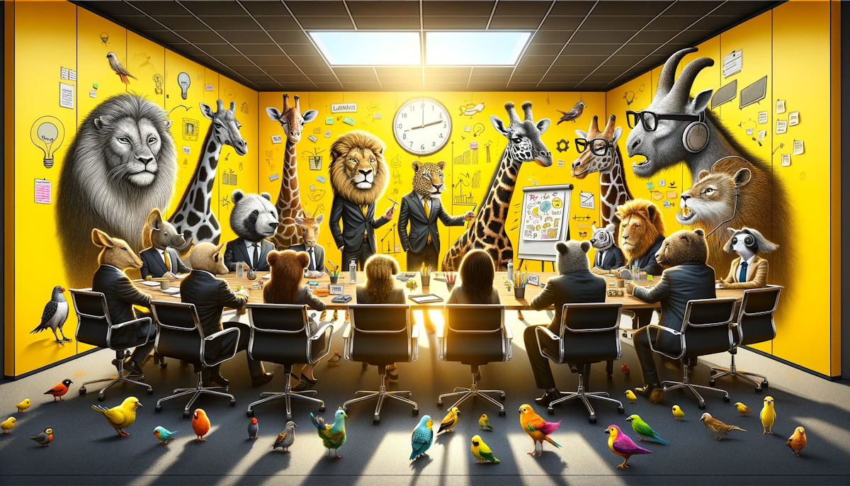 Here is the image that illustrates the concept of "Leading and Motivating" in a humorous and striking way.
