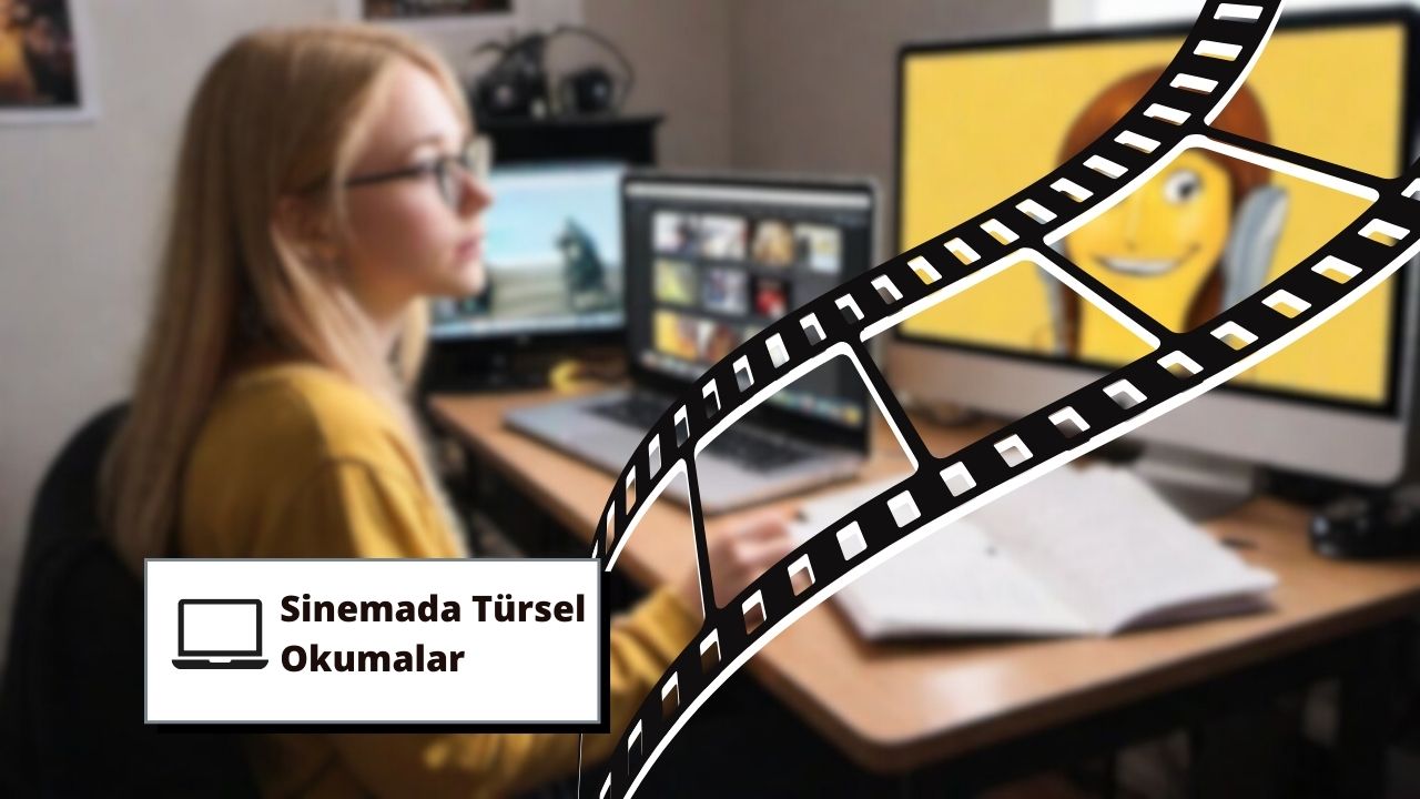 Hırslı bir kız (30'larında) modern bir çalışma alanında oturmuş, dizüstü imac'inde bir filmi analiz etmekle meşgul. Sarı saçları görünüyor. Öğrencinin etrafına çeşitli sinema türleri ve film teorisi hakkında kitaplar serpiştirilmiş. Film posterleri, kamera ve tripod gibi film yapım ekipmanlarıyla dolu rahat oda, tutkulu bir öğrenme ortamını yansıtıyor. Elinde notları ve kalemi olan öğrenci adanmışlığı simgeliyor ve 'Sinematik Tür Çalışmaları' başlıklı bir ders aracılığıyla film okuryazarlığını ve sinematik türlere ilişkin anlayışını geliştirmeye kendini adamış durumda.