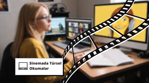 Hırslı bir kız (30'larında) modern bir çalışma alanında oturmuş, dizüstü imac'inde bir filmi analiz etmekle meşgul. Sarı saçları görünüyor. Öğrencinin etrafına çeşitli sinema türleri ve film teorisi hakkında kitaplar serpiştirilmiş. Film posterleri, kamera ve tripod gibi film yapım ekipmanlarıyla dolu rahat oda, tutkulu bir öğrenme ortamını yansıtıyor. Elinde notları ve kalemi olan öğrenci adanmışlığı simgeliyor ve 'Sinematik Tür Çalışmaları' başlıklı bir ders aracılığıyla film okuryazarlığını ve sinematik türlere ilişkin anlayışını geliştirmeye kendini adamış durumda.