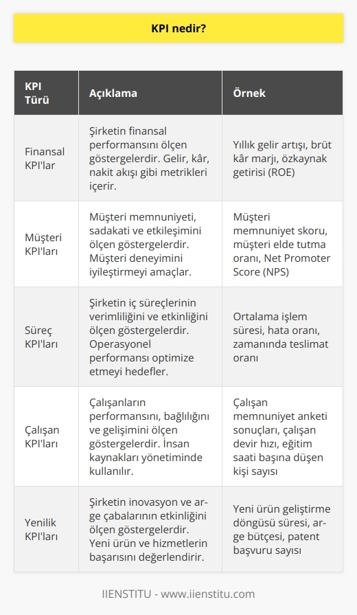 Key Performance Indicators’tür. Anahtar Performans Göstergesidir. 