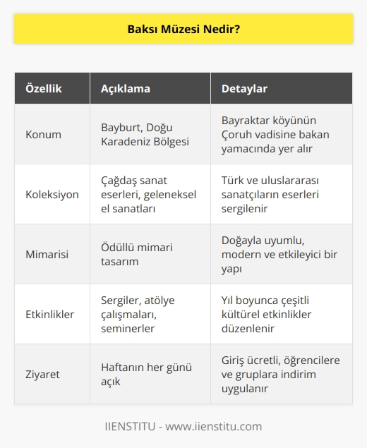 Baksı Müzesi, Doğu Karadeniz Bölgesinde bulunan Bayburt sınırlarında yer alan müzedir. Bayraktar köyünün Çoruh vadisine bakan yamacında ziyaretçilerini bekliyor.