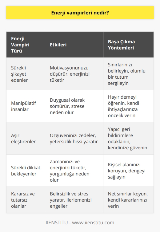 Enerji vampirleri hayatımızın her alanında bizi sömüren, vakit çalan birtakım işlere verilen isimdir.