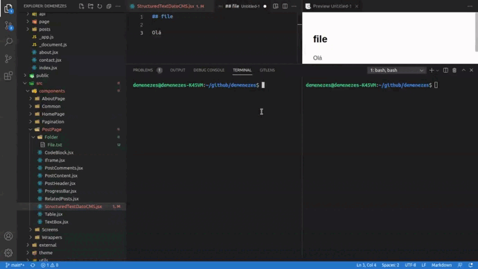 Animação do atalho VS Code para alternar entre os terminais abertos