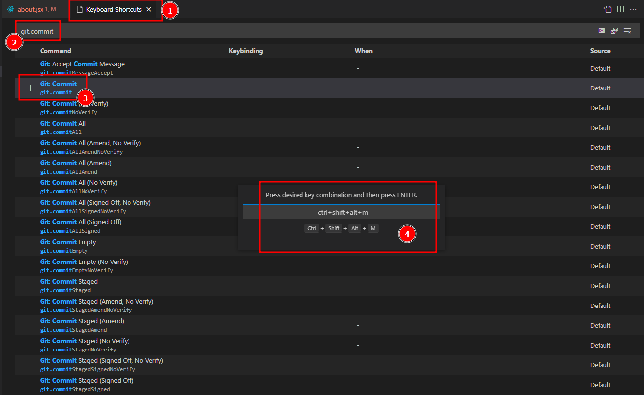 Dica de commit: passo a passo visual de como criar um atalho customizado para fazer commit
