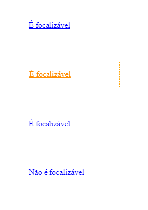 Uma lista de links, onde o segundo está com estilo diferente por estar em foco