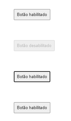Uma lista de botões onde um está desabilitado pelo atributo `disabled`
