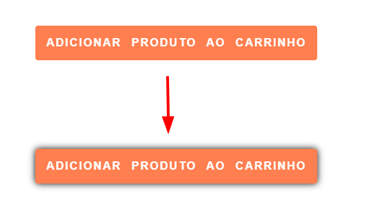 Botão HTML feito com span, a imagem mostra o botão normal e logo abaixo ele com sobra, sob o efeito do hover