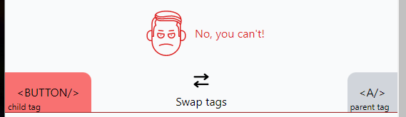 Resultado do Can Include: Não pode colocar button dentro de a
