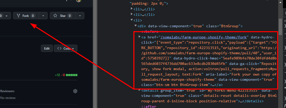 Print do Github mostrando que Fork é um link