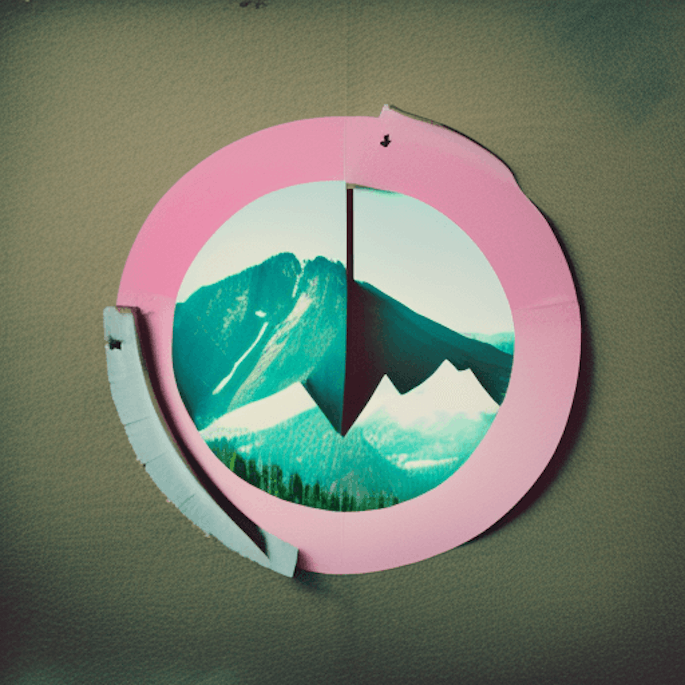 uma foto física de uma montanha recortada em formato circular