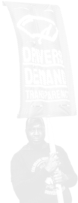 Stylized photo of Uber driver with Colorado Independent Drivers United carrying a sign that reads "Drivers demand transparency"