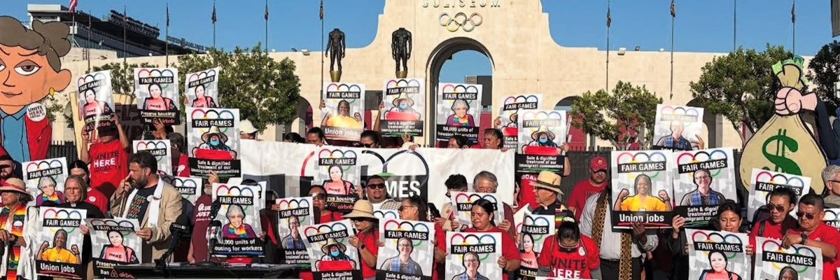 Rally in front of LA Colliseum