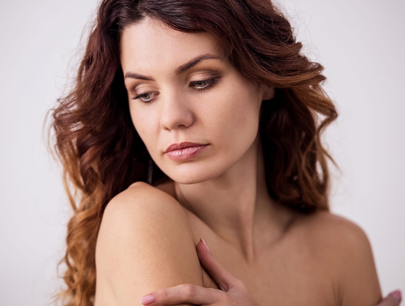 woman with curly brunette hair