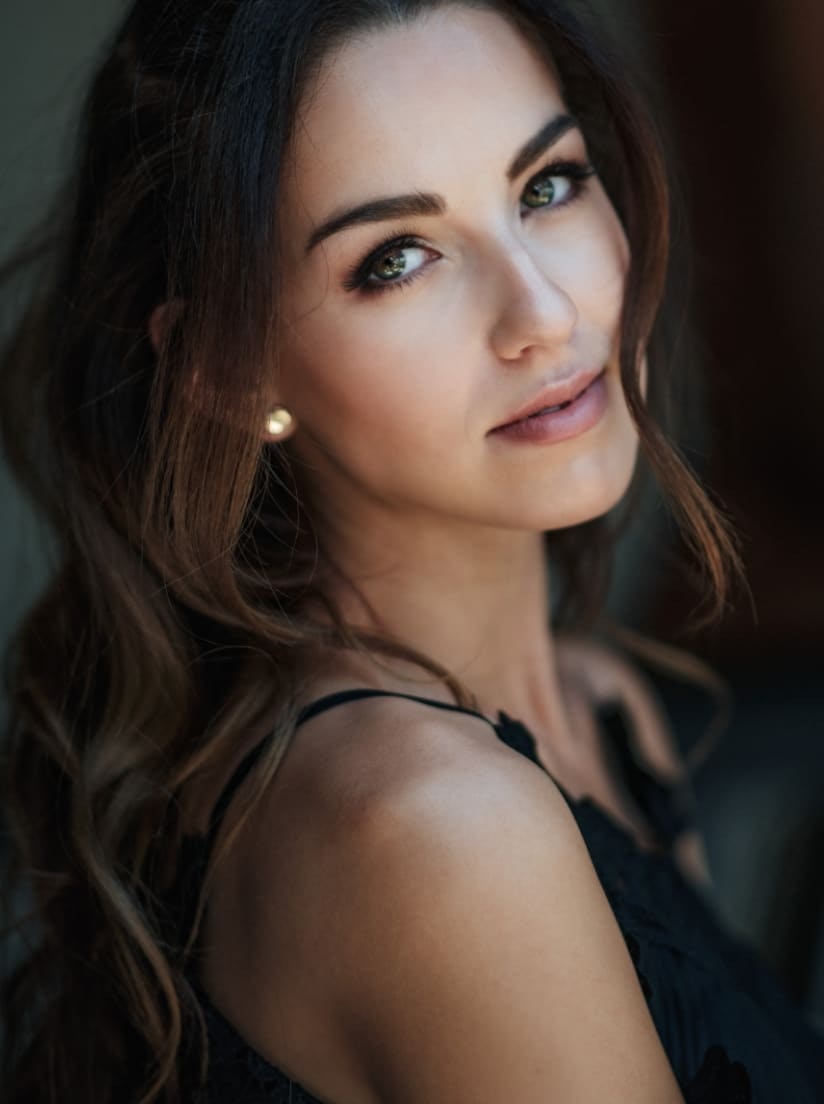 attractive woman with sharp facial features