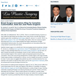 Breast Surgery Innovations Allow for Complete Customization, State San Jose Plastic Surgeons