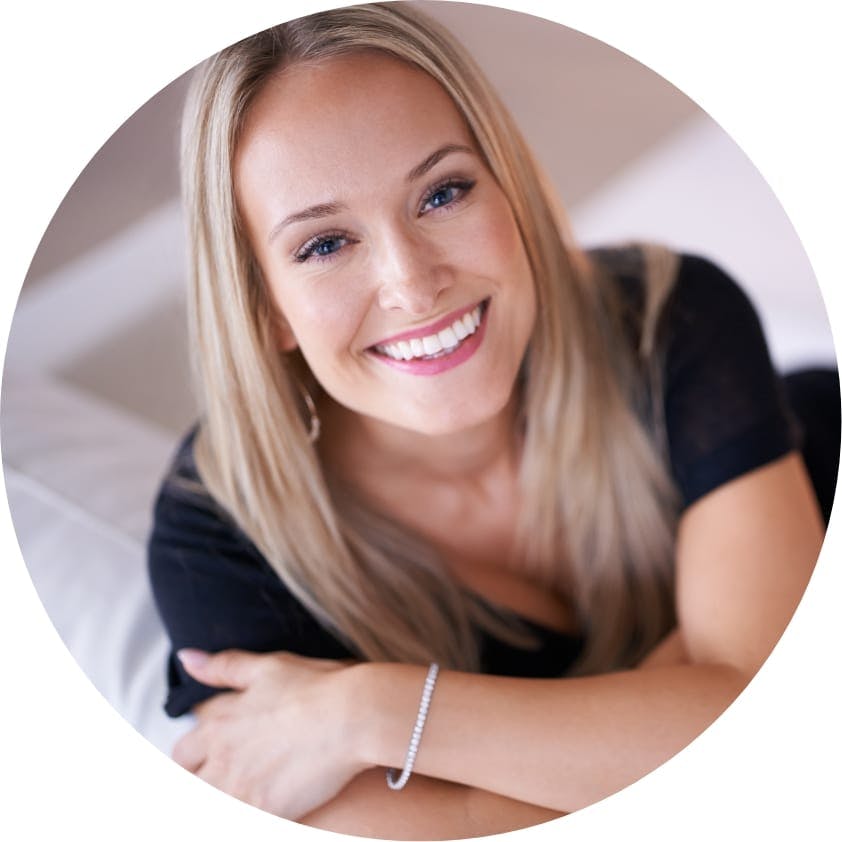 Blonde woman smiling