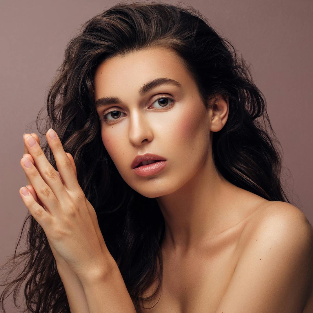 Woman with long wavy hair