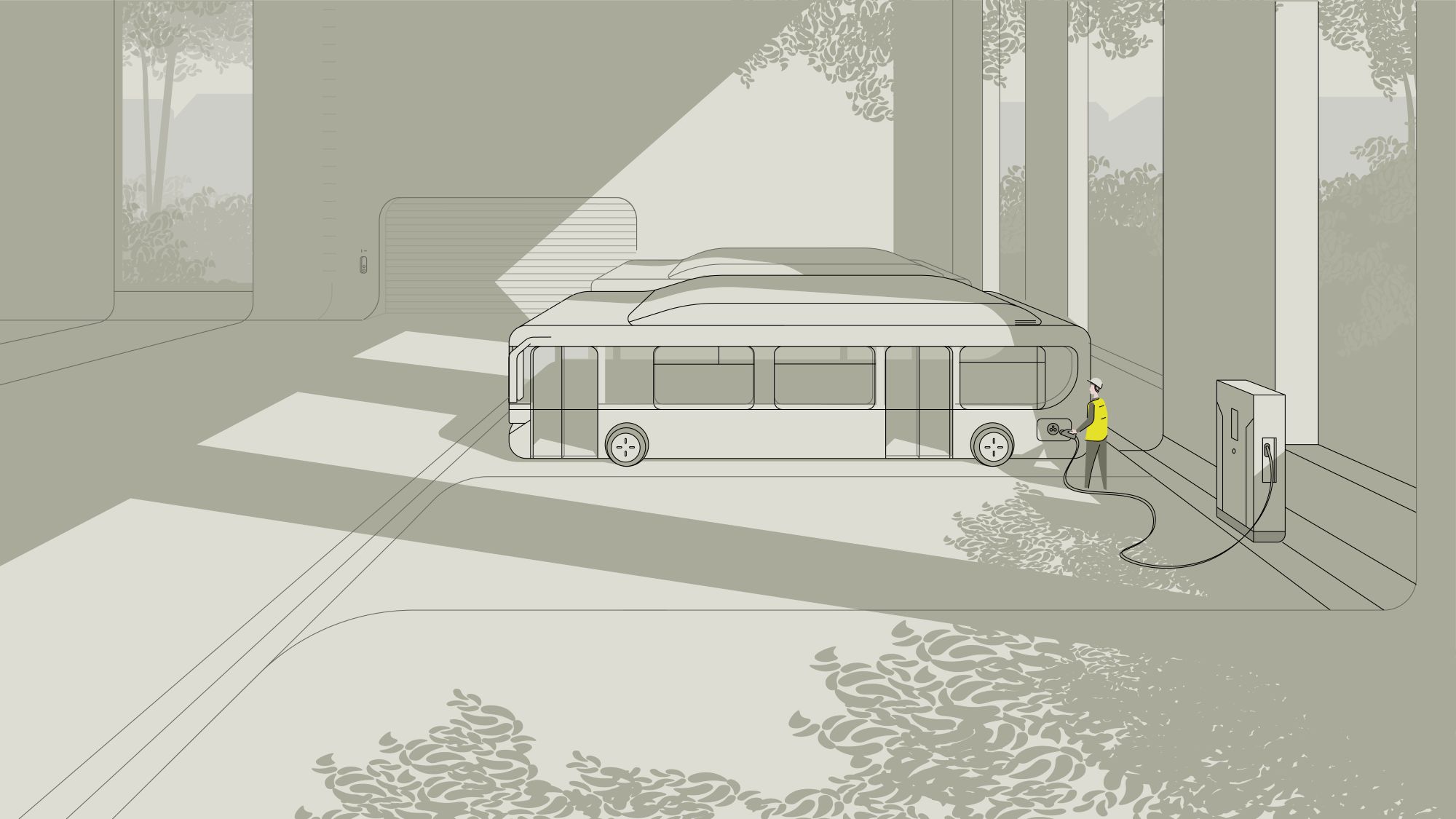 Zenobe electric bus depot illustration