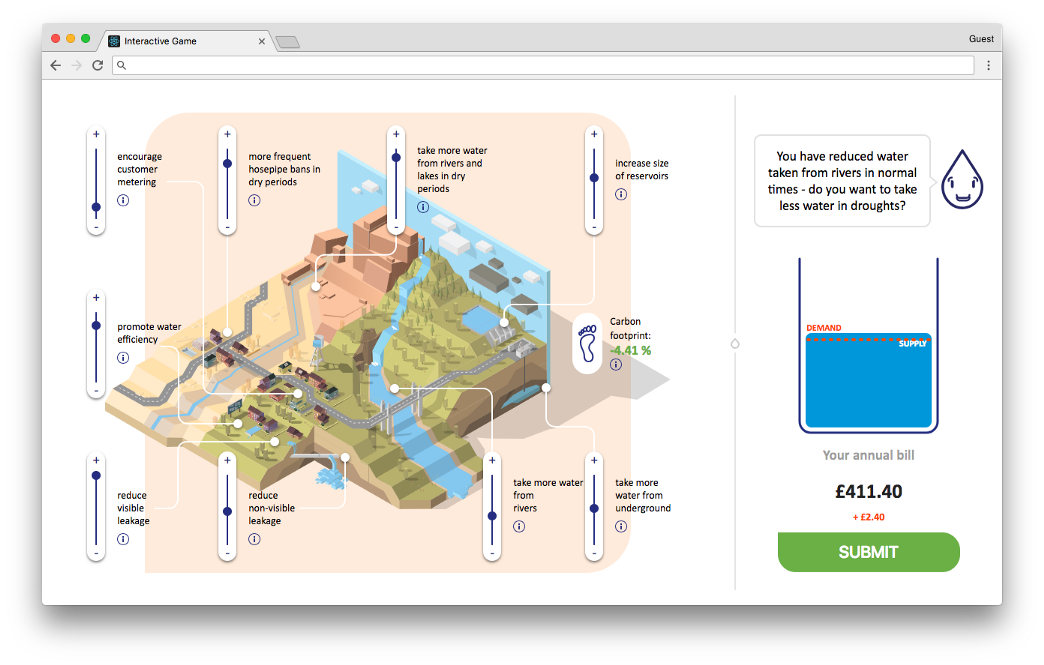 UK Water Utilities x Supercharge case gamified screen