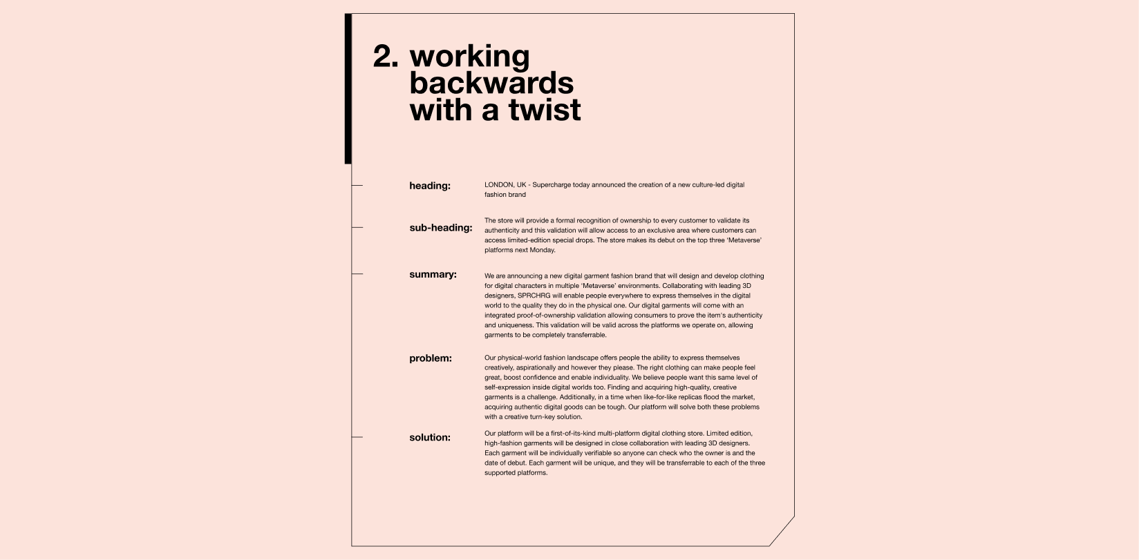 working backwards with a twist