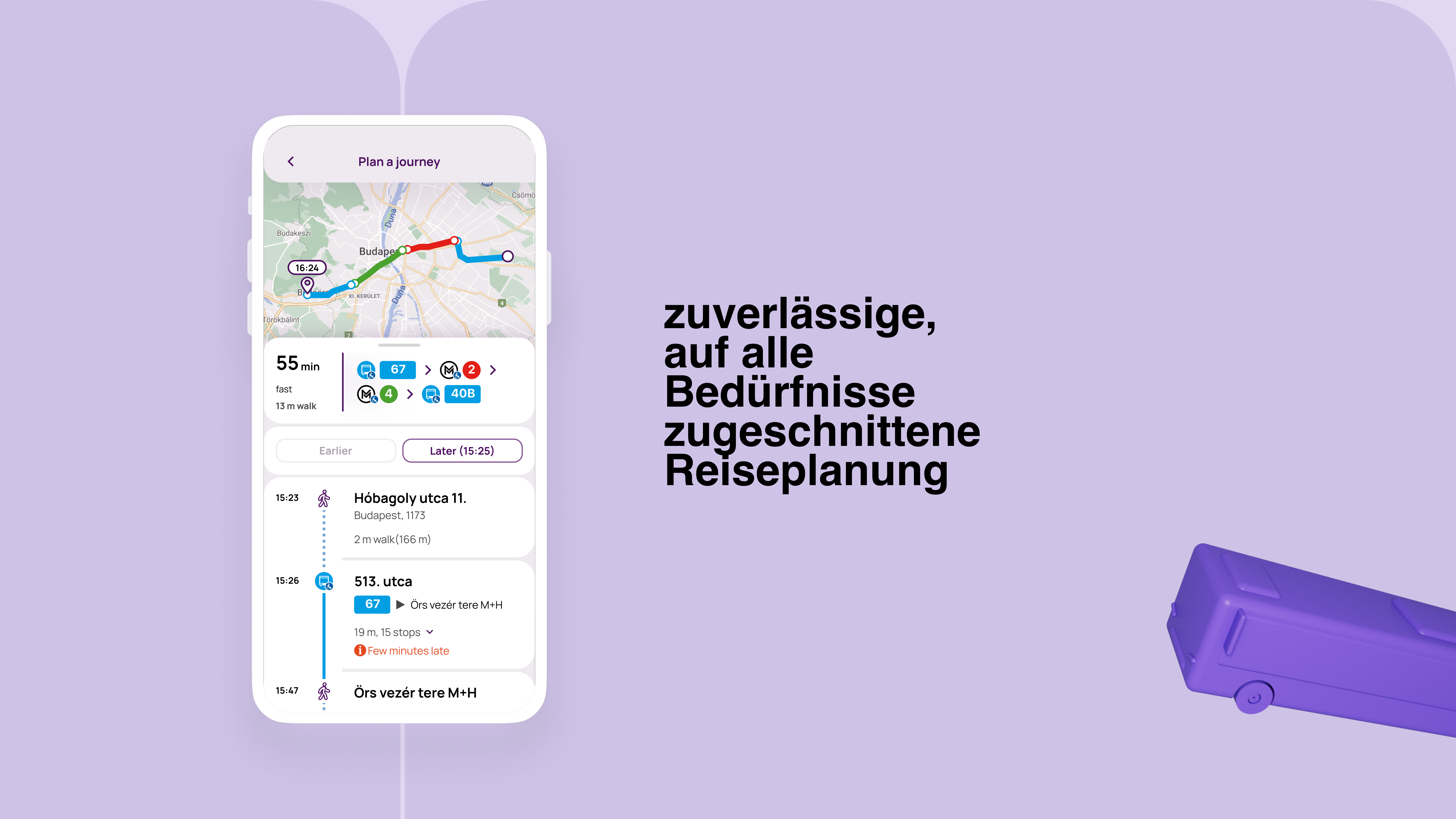 Budapest Go journey planning - german