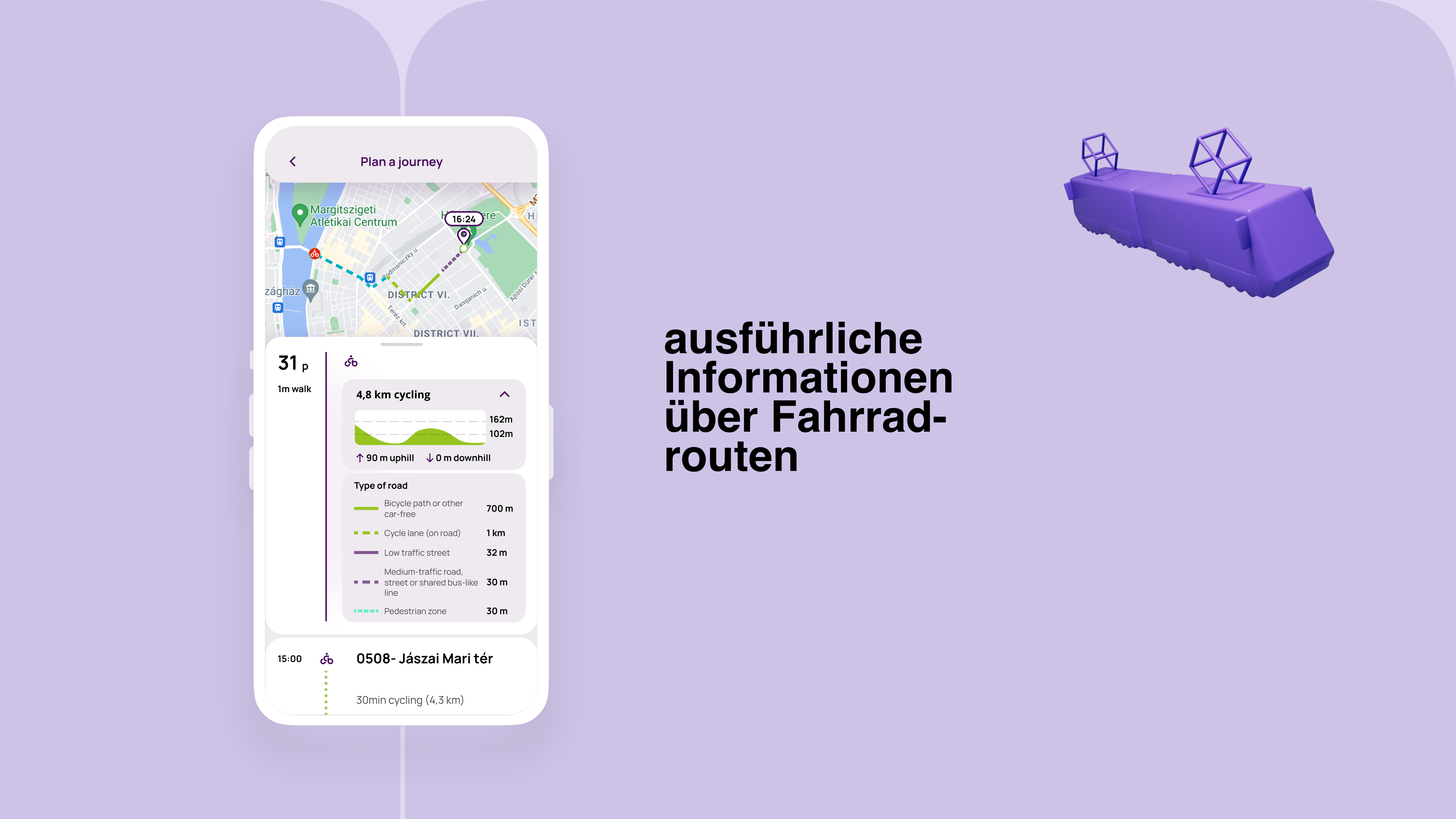 Budapest Go bike route info - german