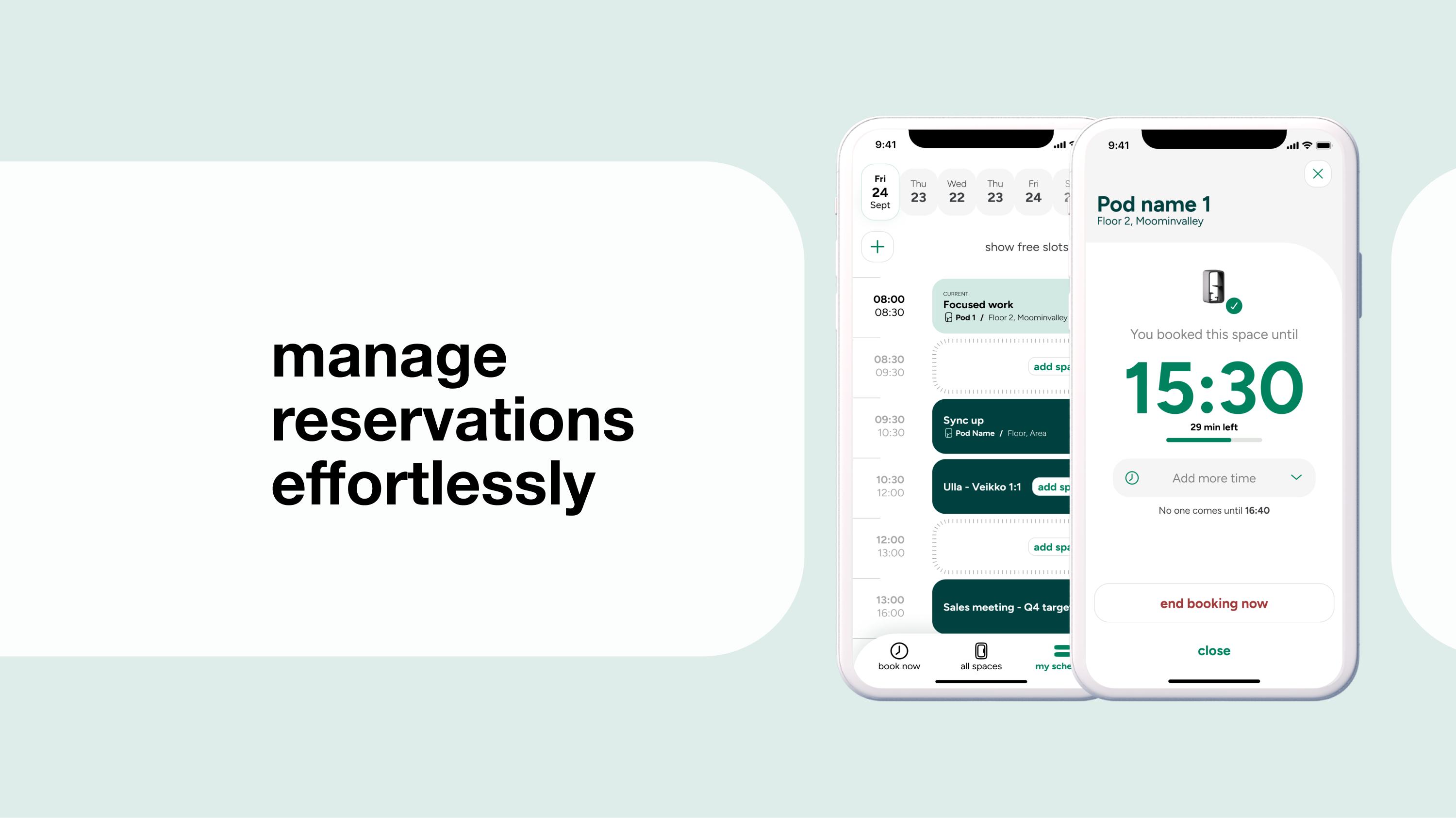 Framery case - managing reservations