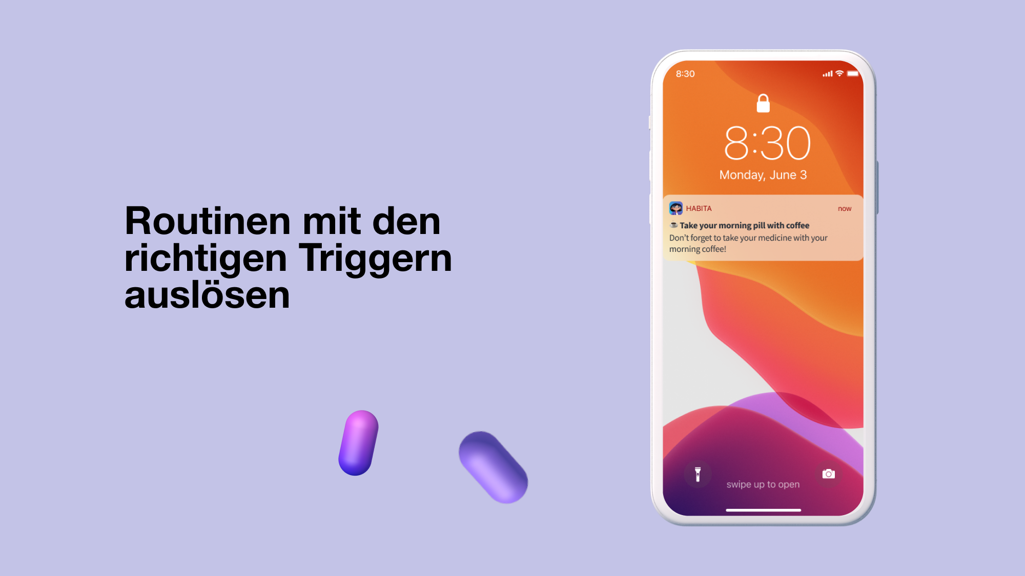 Habita app mockup - german