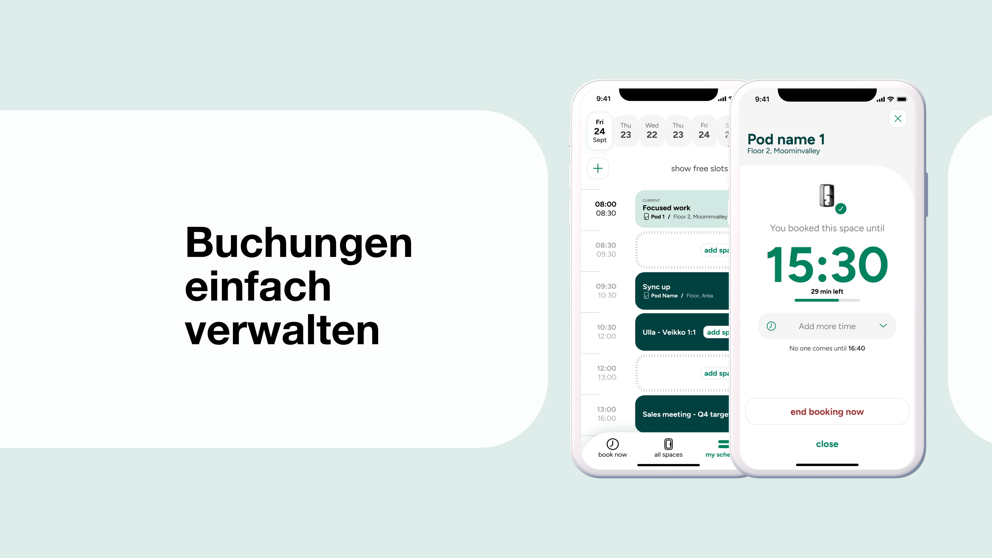 Framery reservation function german
