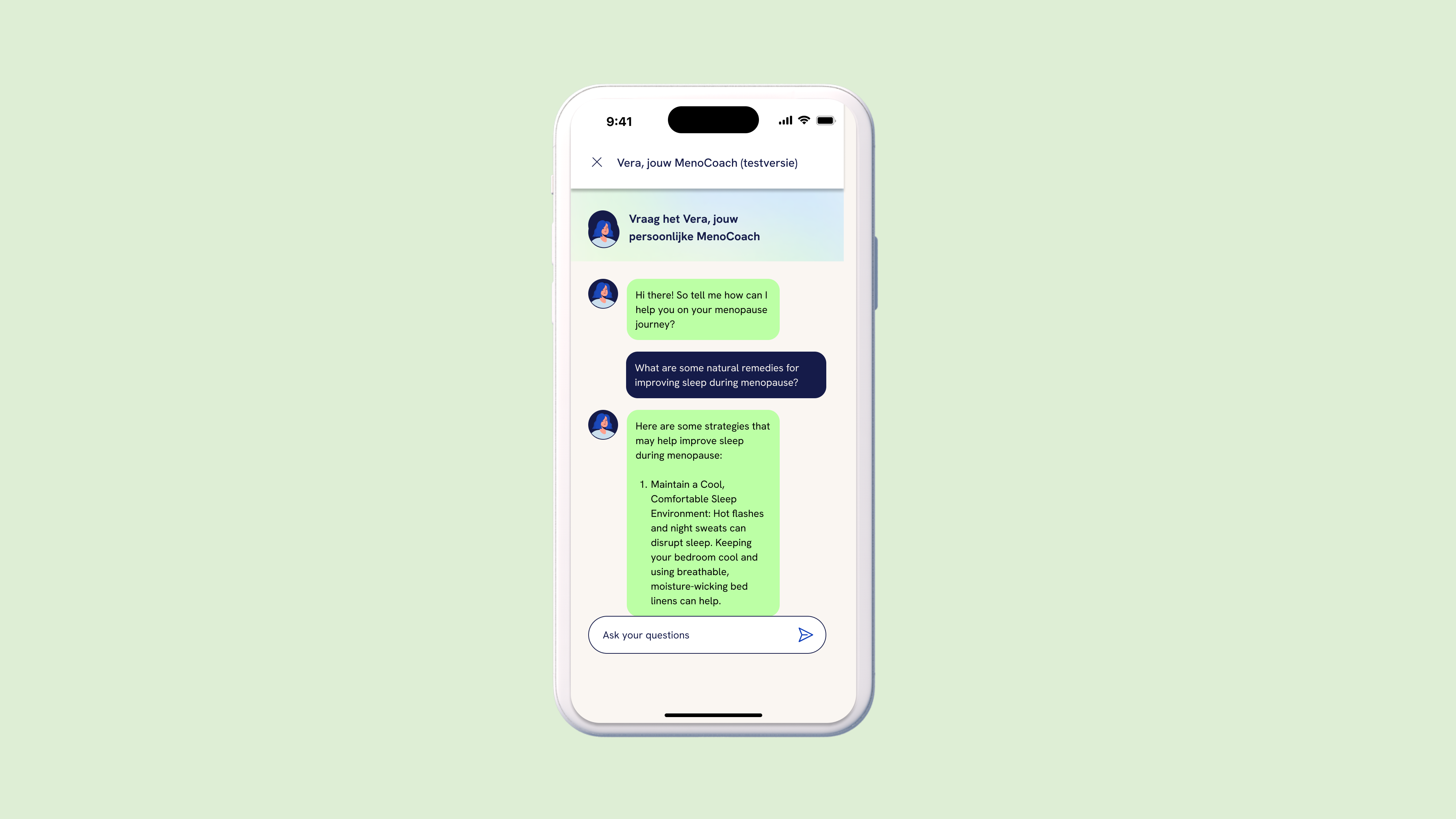 dutch vi chatbot screen