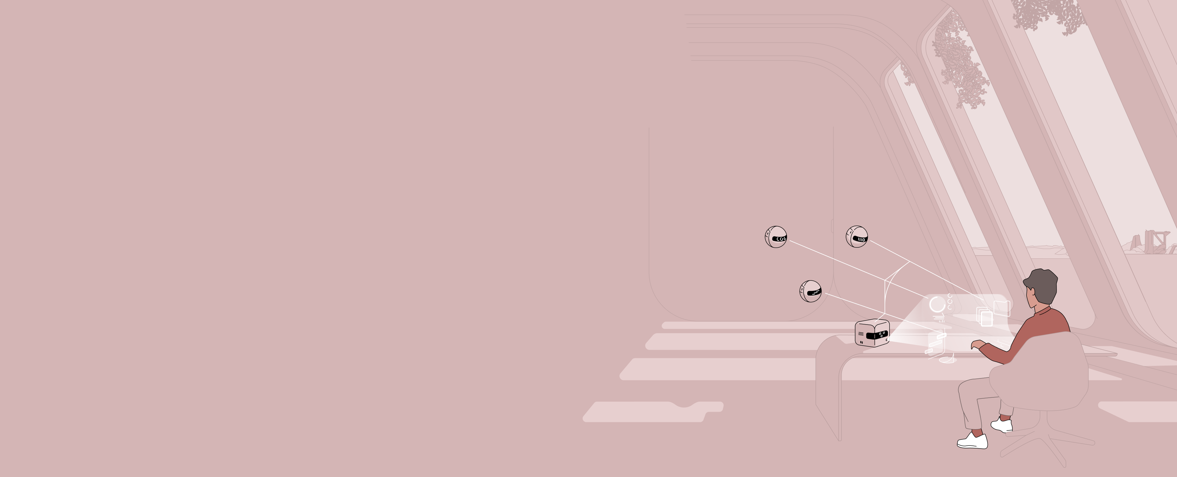 AI illustration Man working with the help of AI