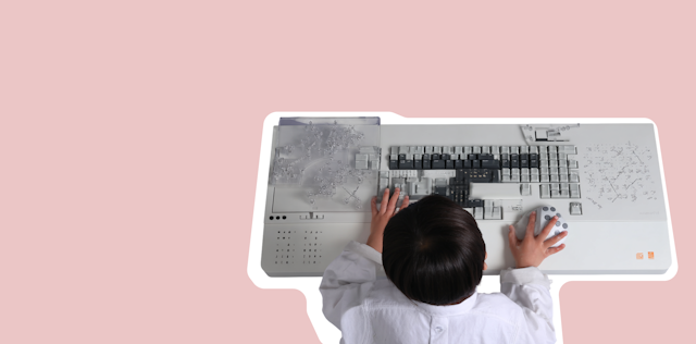 ai blog header Man prompting AI
