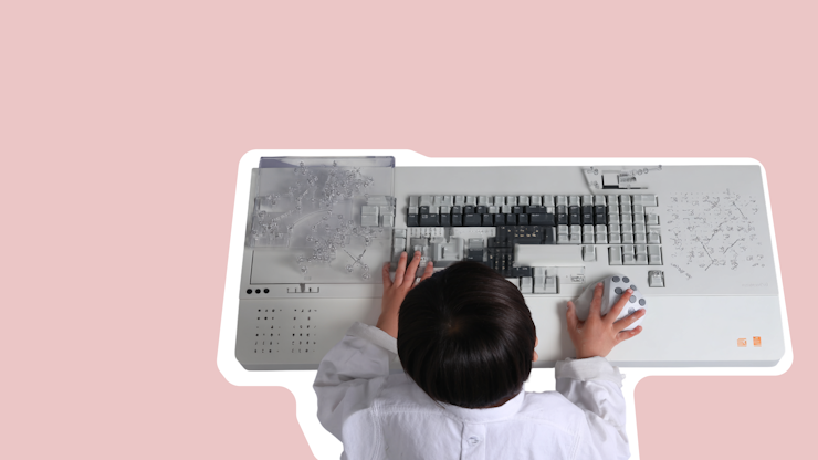 ai blog header Man prompting AI