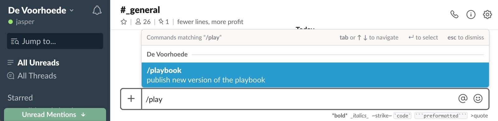 Publish Playbook using Slack slash command