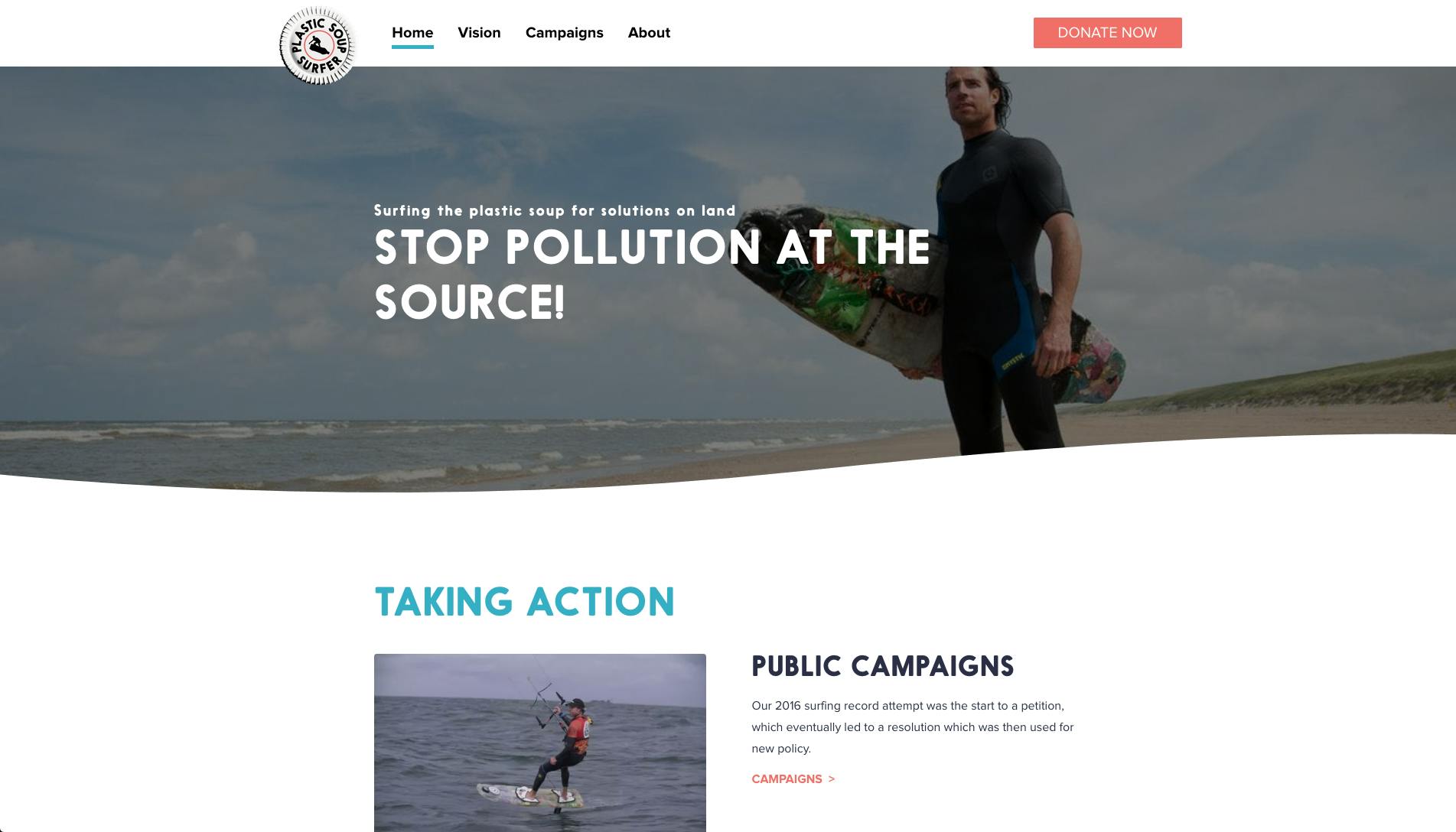 Campagnewebsite voor de Plastic Soup Surfer