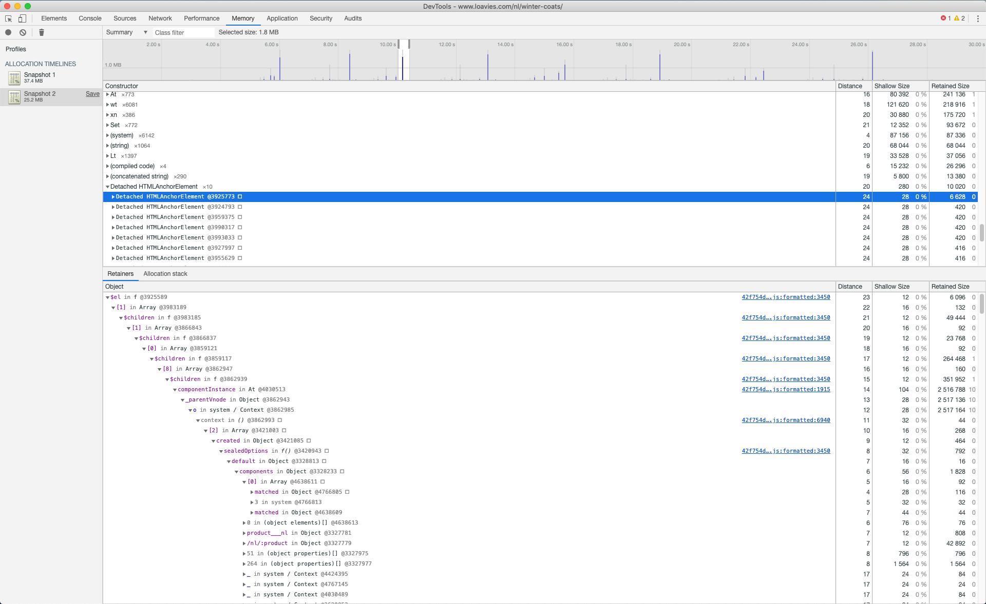 Report showing more detached nodes without Google Tag Manager.