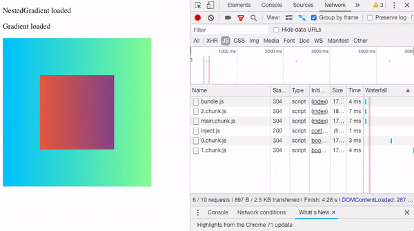 Chrome devtools showing how files are lazy loaded