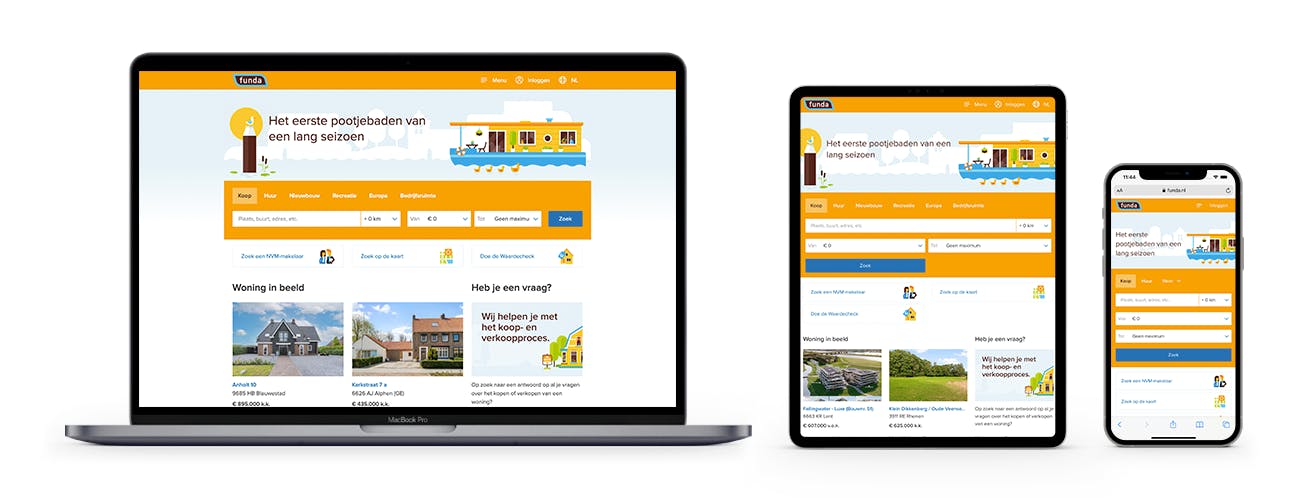 Show case of funda.nl on different devices