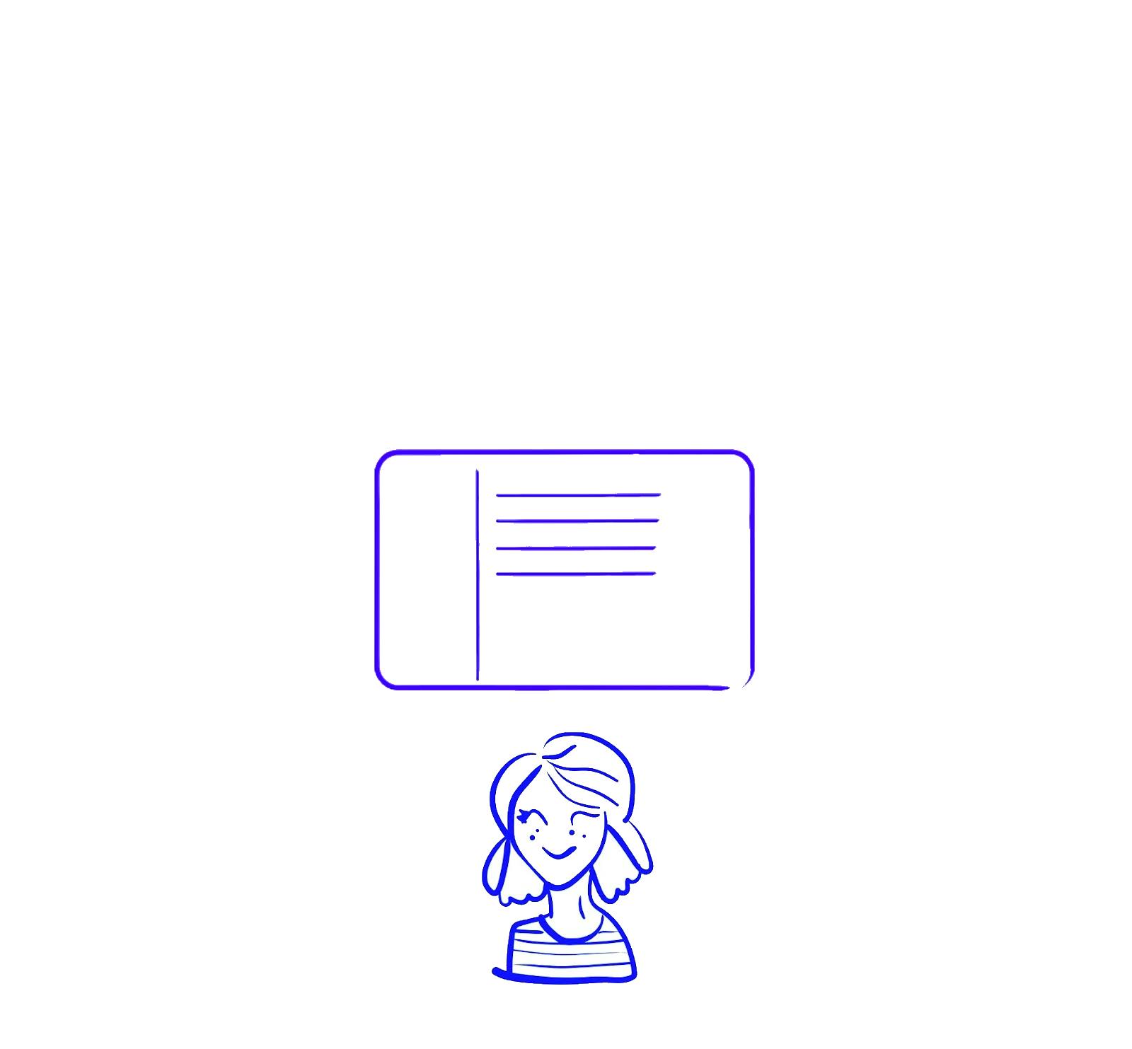 Illustration representing a user with a draft of a website over it