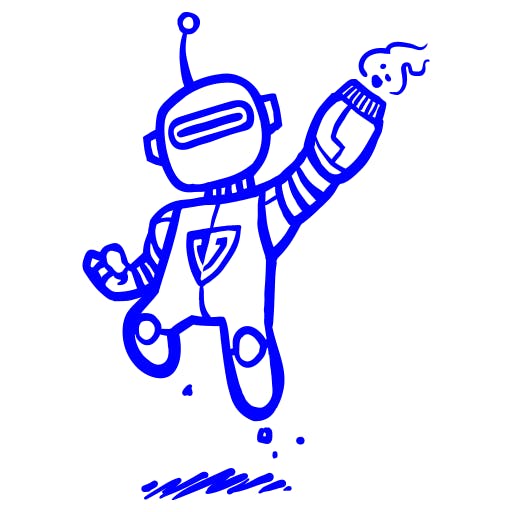 blue lined illustration robot