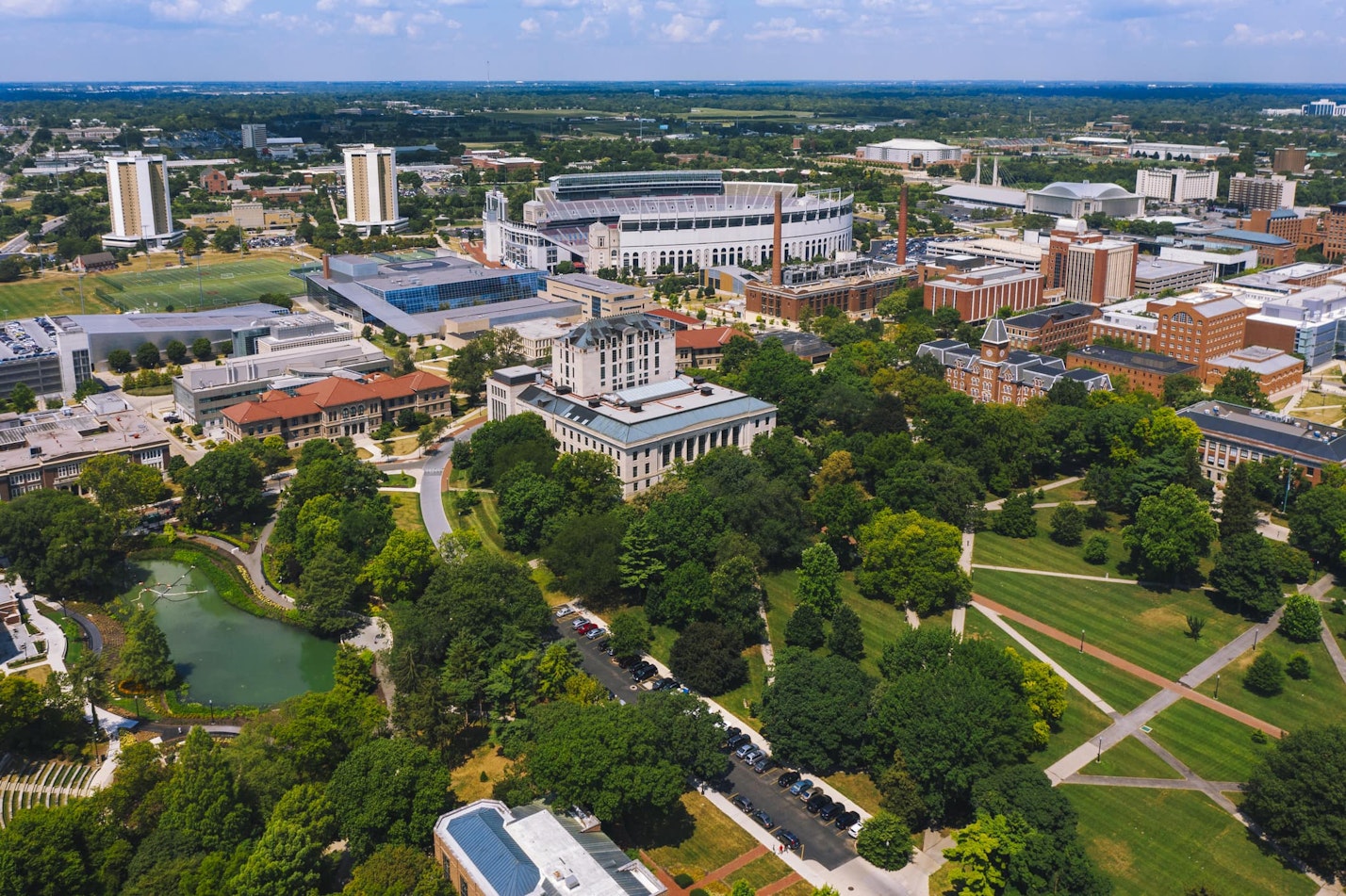 Aerial view of University of South Carolina campus. 