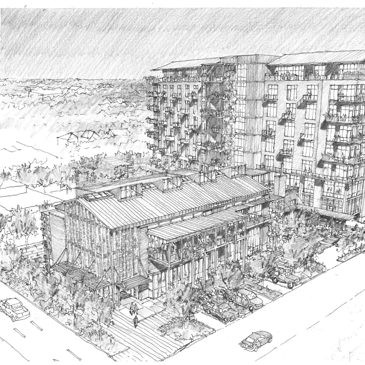 External rendering of Alum College Station