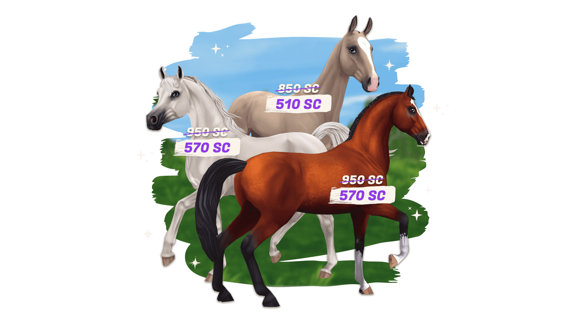 40 % discount on Akhal-Teke, Marwari & Arabian