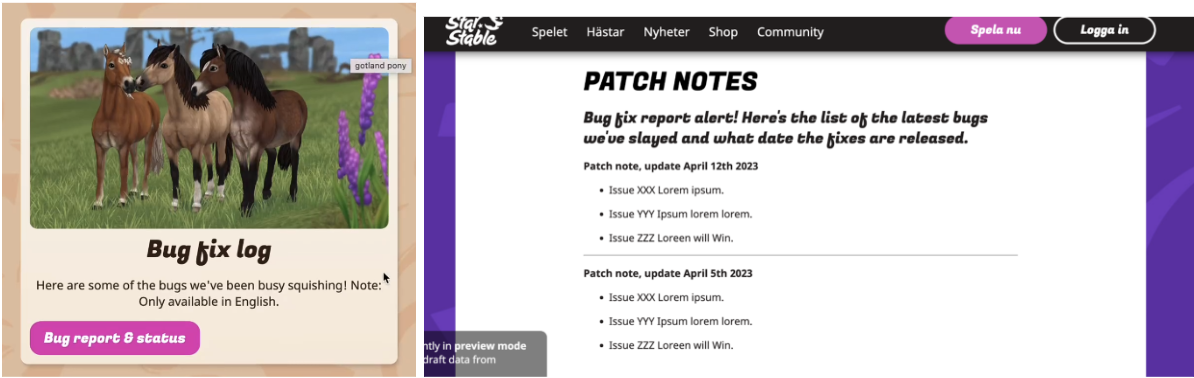 Bug fix - patch notes